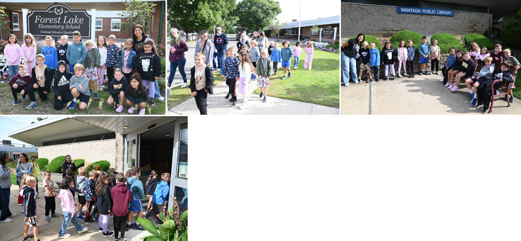 A collage of photos shows students participating in school outdoor activities and walking together.
